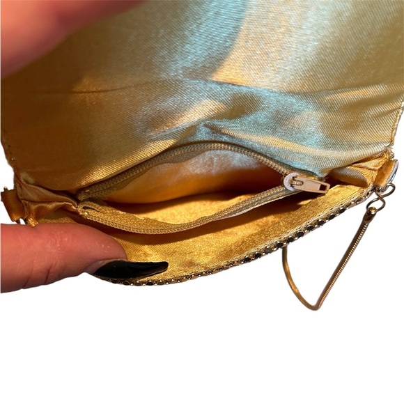 Gold Mesh Purse Handbag Evening Metal Bag Crossbody Vintage 80s 90s Top Mark - Picture 10 of 11